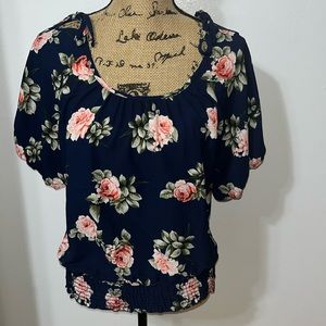 Papaya Navy Blue Floral Blouse Large